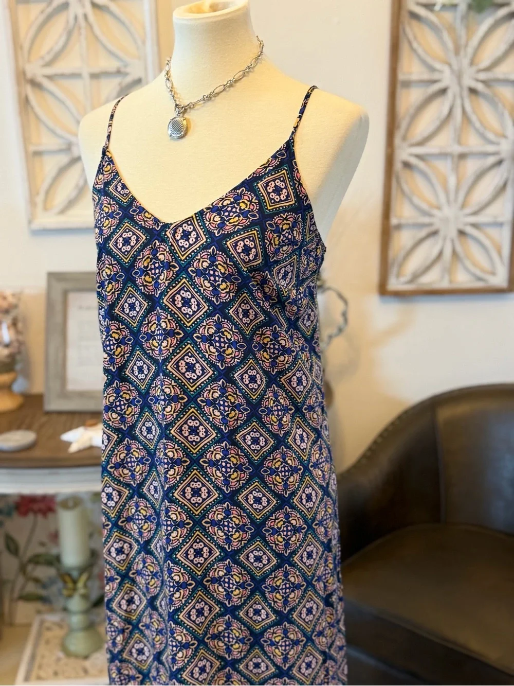 Old Navy Navy and Yellow Patterned Maxi Dress - Picture 2 of 7